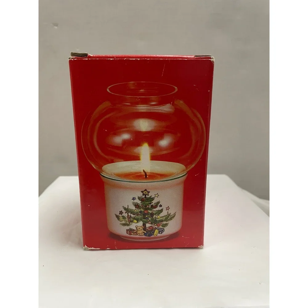 Nikko Christmastime Mini Candle Lamp Cerami Christmas Tree Hurricane Globe Japan